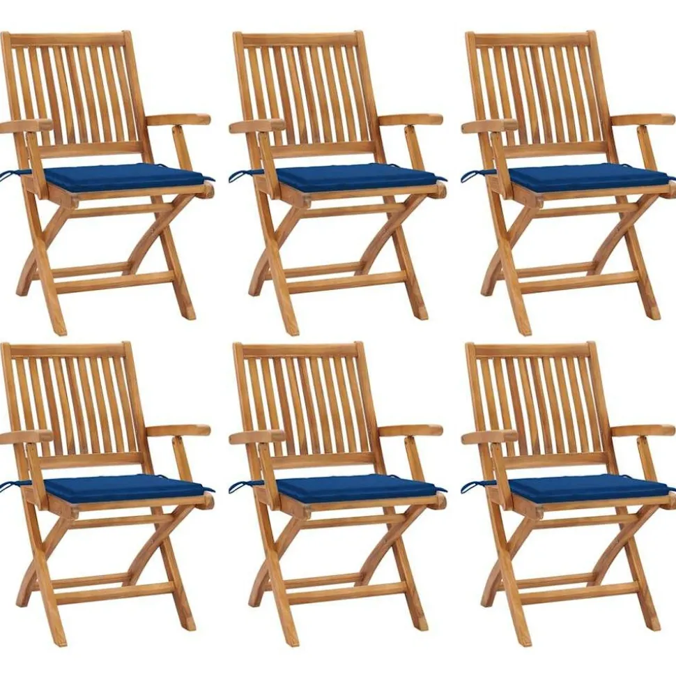 MAISON EXCLUSIVE - Chaises pliables de jardin avec coussins lot de 6 bois de teck