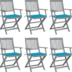 MAISON EXCLUSIVE - Chaises pliables d'extérieur lot de 6 et coussins bois d'acacia