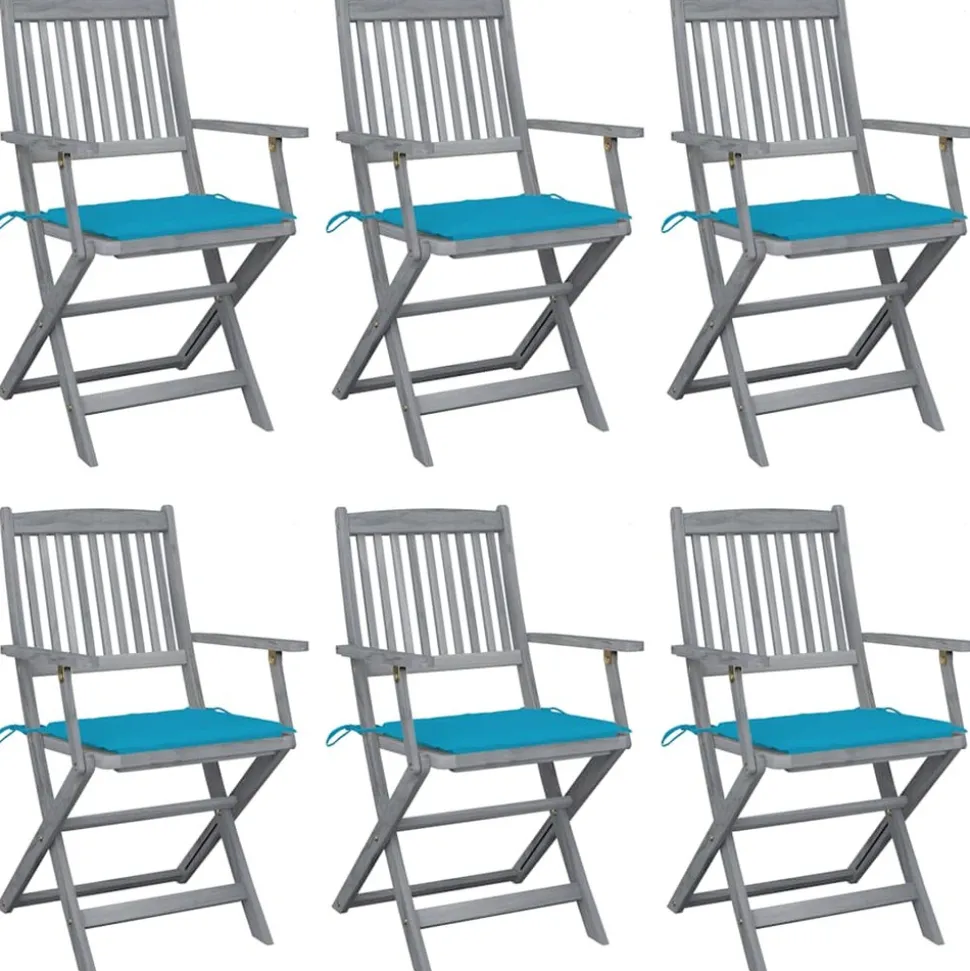 MAISON EXCLUSIVE - Chaises pliables d'extérieur lot de 6 et coussins bois d'acacia
