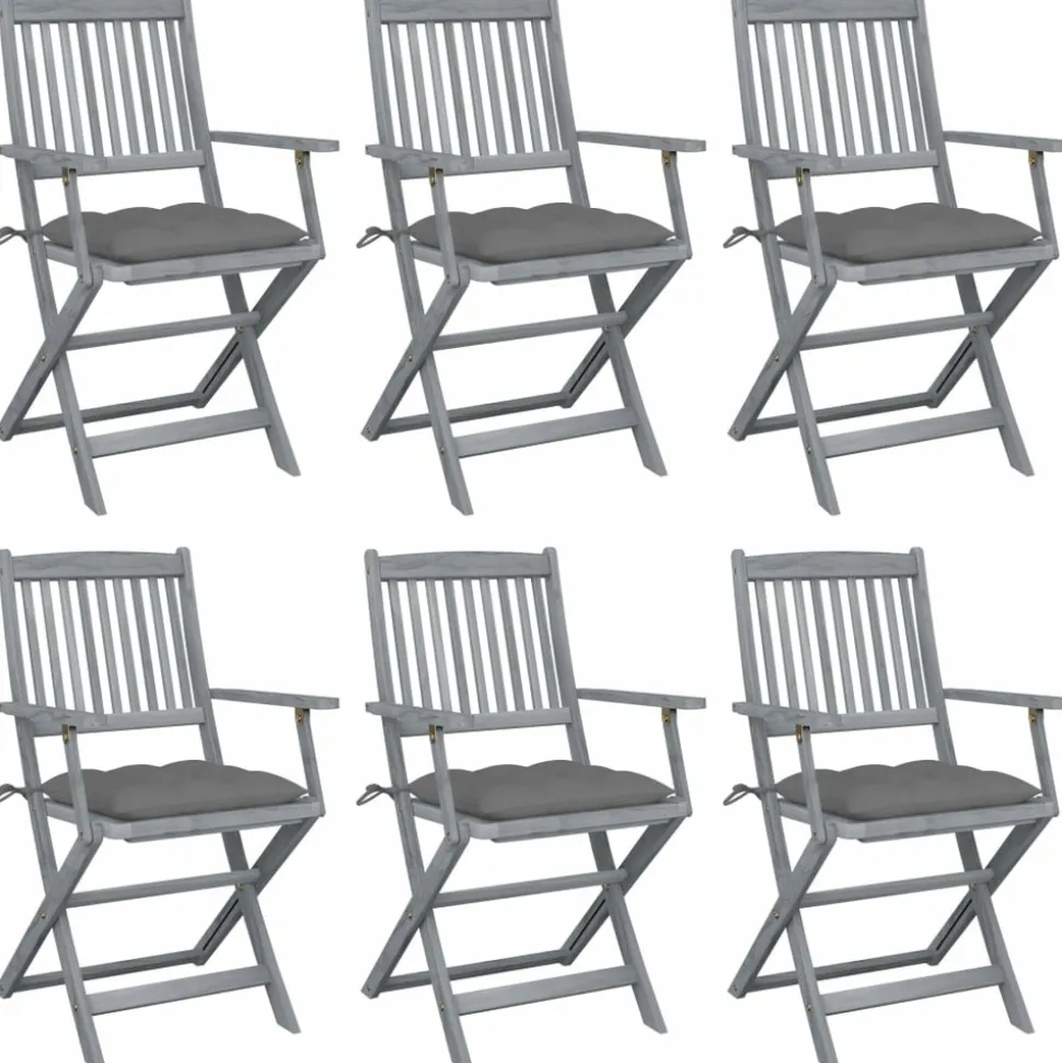 MAISON EXCLUSIVE - Chaises pliables d'extérieur lot de 6 et coussins bois d'acacia