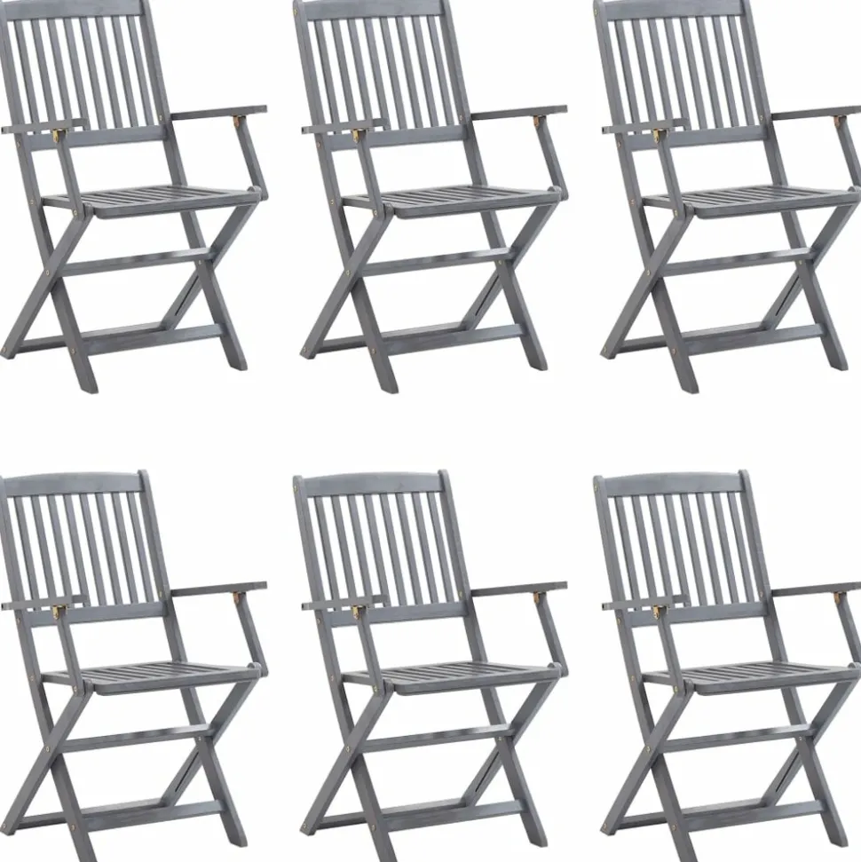 MAISON EXCLUSIVE - Chaises pliables d'extérieur lot de 6 et coussins bois d'acacia