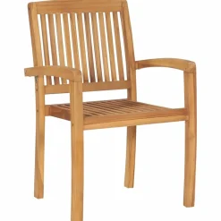MAISON EXCLUSIVE - Chaises de jardin empilables avec coussins lot de 4 teck solide