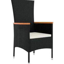 MAISON EXCLUSIVE - Chaises de jardin lot de 2 avec coussins résine tressée noir