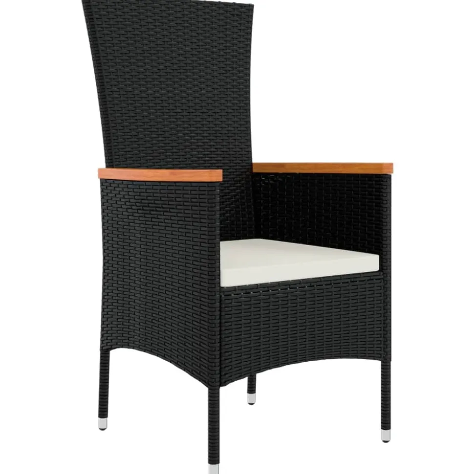 MAISON EXCLUSIVE - Chaises de jardin lot de 2 avec coussins résine tressée noir