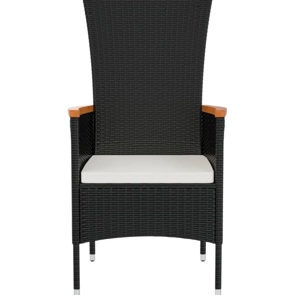 MAISON EXCLUSIVE - Chaises de jardin lot de 2 avec coussins résine tressée noir