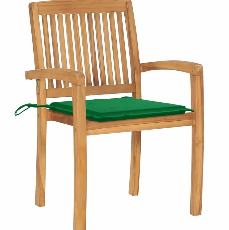 MAISON EXCLUSIVE - Chaises de jardin empilables avec coussins lot de 4 teck solide