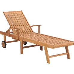 MAISON EXCLUSIVE - Chaises longues lot de 2 avec coussin crème bois de teck solide