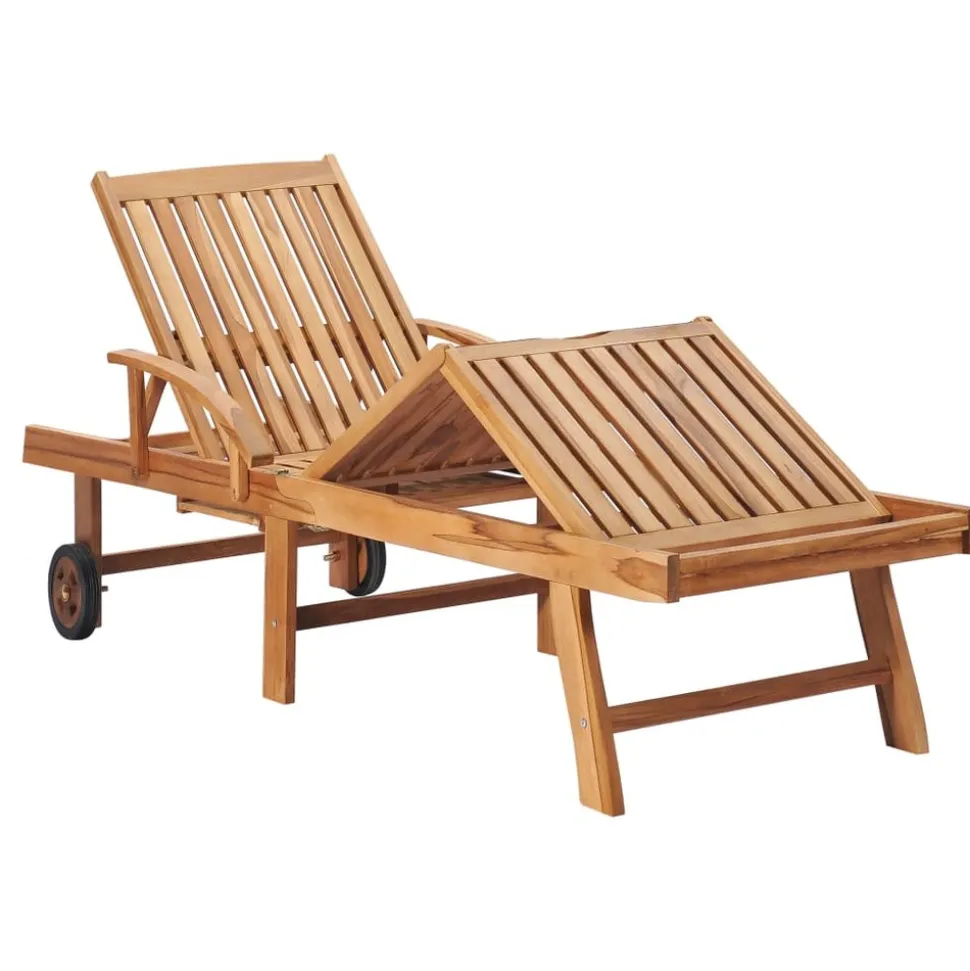 MAISON EXCLUSIVE - Chaises longues lot de 2 avec coussin crème bois de teck solide