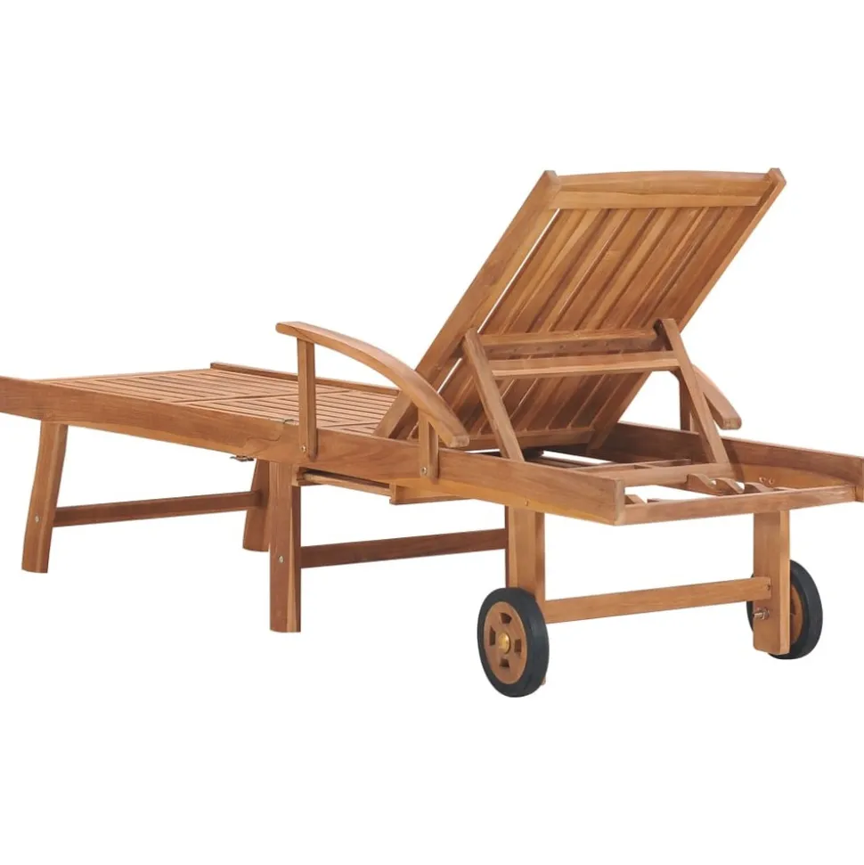 MAISON EXCLUSIVE - Chaises longues lot de 2 avec coussin crème bois de teck solide