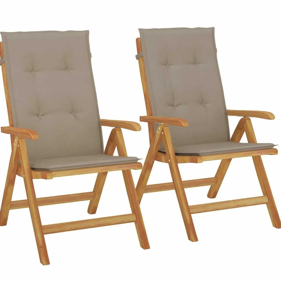 MAISON EXCLUSIVE - Chaises de jardin inclinables lot de 2 et coussins teck massif