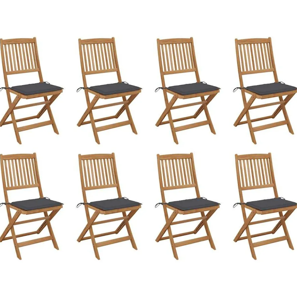 MAISON EXCLUSIVE - Chaises pliables d'extérieur et coussins lot de 8 bois d'acacia