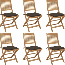 MAISON EXCLUSIVE - Chaises pliables de jardin lot de 6 avec coussins bois d'acacia