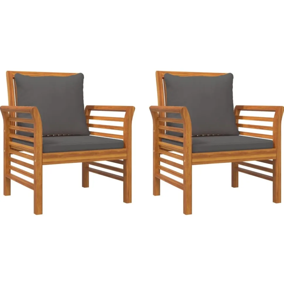MAISON EXCLUSIVE - Chaises de canapé coussins gris foncé lot de 2 acacia massif