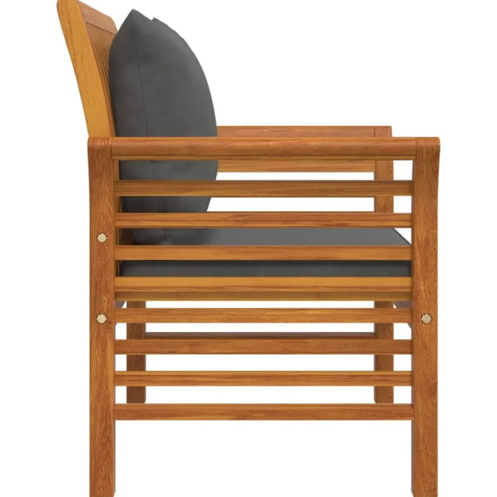 MAISON EXCLUSIVE - Chaises de canapé coussins gris foncé lot de 2 acacia massif