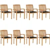 MAISON EXCLUSIVE - Chaises de jardin empilables avec coussins lot de 8 teck solide
