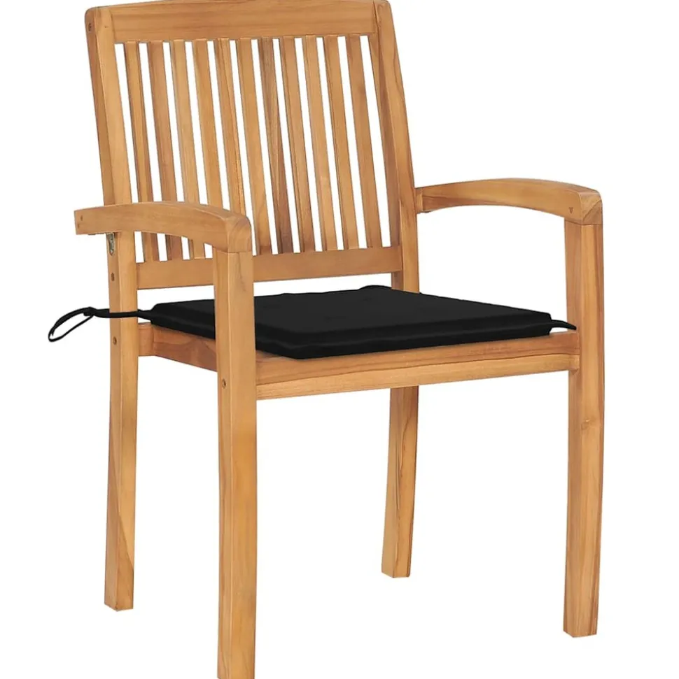 MAISON EXCLUSIVE - Chaises de jardin empilables avec coussins lot de 8 teck solide