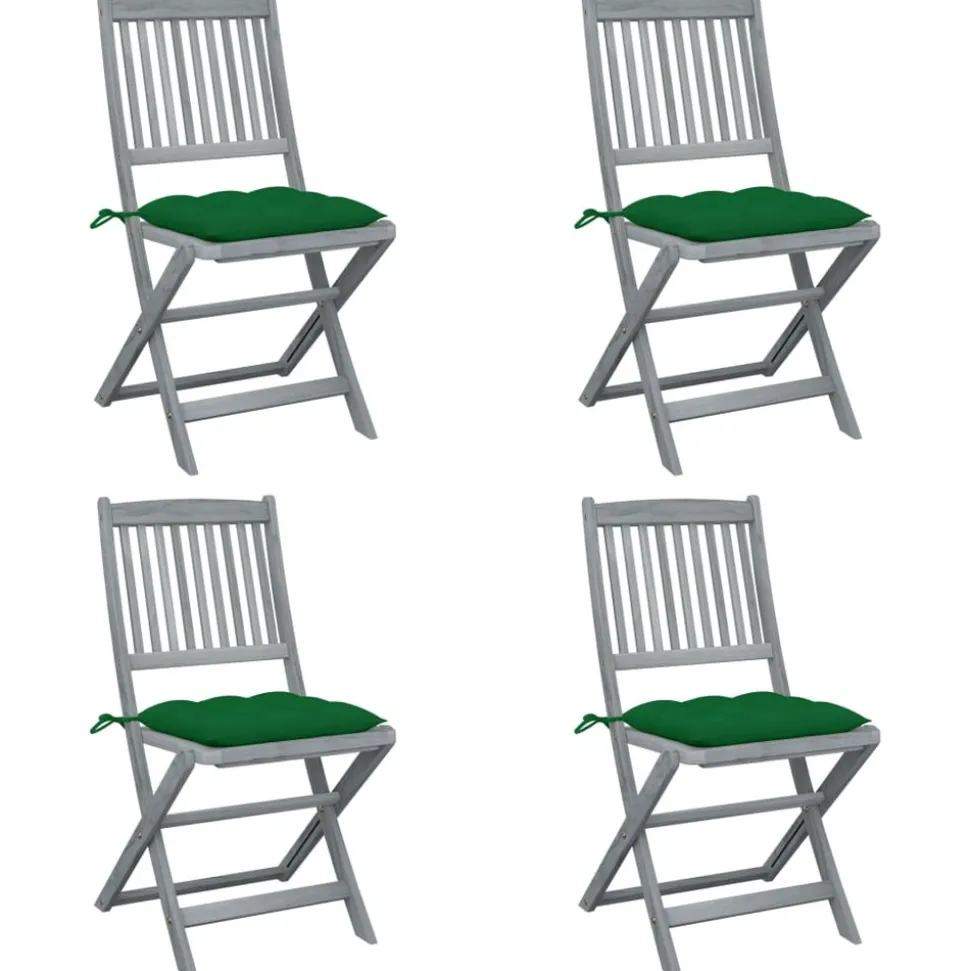 MAISON EXCLUSIVE - Chaises pliables d'extérieur lot de 4 et coussins bois d'acacia
