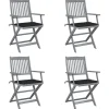 MAISON EXCLUSIVE - Chaises pliables d'extérieur lot de 4 et coussins bois d'acacia