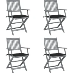 MAISON EXCLUSIVE - Chaises pliables d'extérieur lot de 4 et coussins bois d'acacia