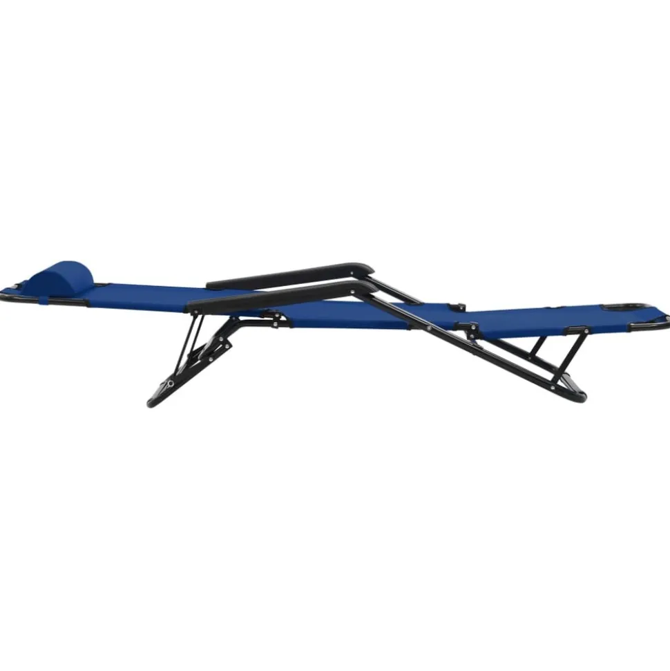 MAISON EXCLUSIVE - Chaises longues pliables 2 pcs avec repose-pied acier bleu