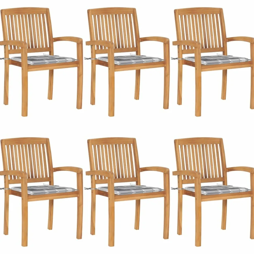 MAISON EXCLUSIVE - Chaises de jardin empilables avec coussins lot de 6 teck solide