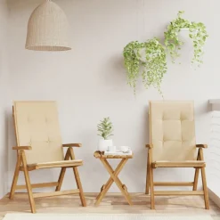MAISON EXCLUSIVE - Chaises de jardin inclinables lot de 2 et coussins teck massif