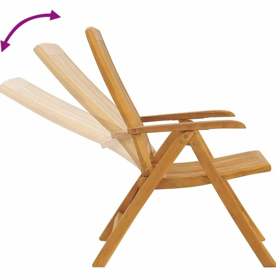 MAISON EXCLUSIVE - Chaises de jardin inclinables lot de 2 et coussins teck massif