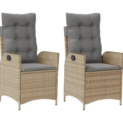 MAISON EXCLUSIVE - Chaises inclinables jardin lot de 2 et coussins résine tressée