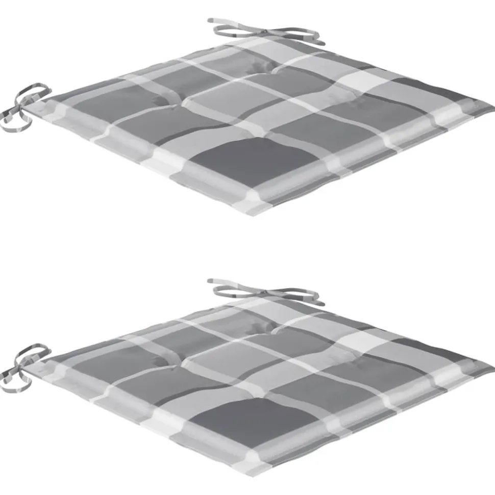 MAISON EXCLUSIVE - Chaises de jardin lot de 2 avec coussins à carreaux gris teck