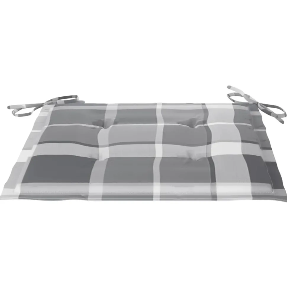MAISON EXCLUSIVE - Chaises de jardin lot de 2 avec coussins à carreaux gris teck