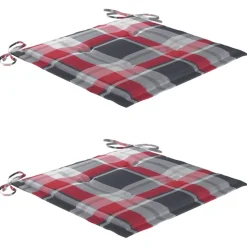 MAISON EXCLUSIVE - Chaises de jardin lot de 2 avec coussins à carreaux rouges teck