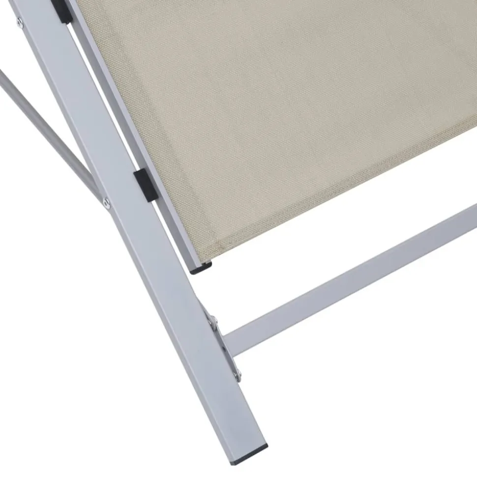 MAISON EXCLUSIVE - Chaises longues lot de 2 avec table aluminium crème