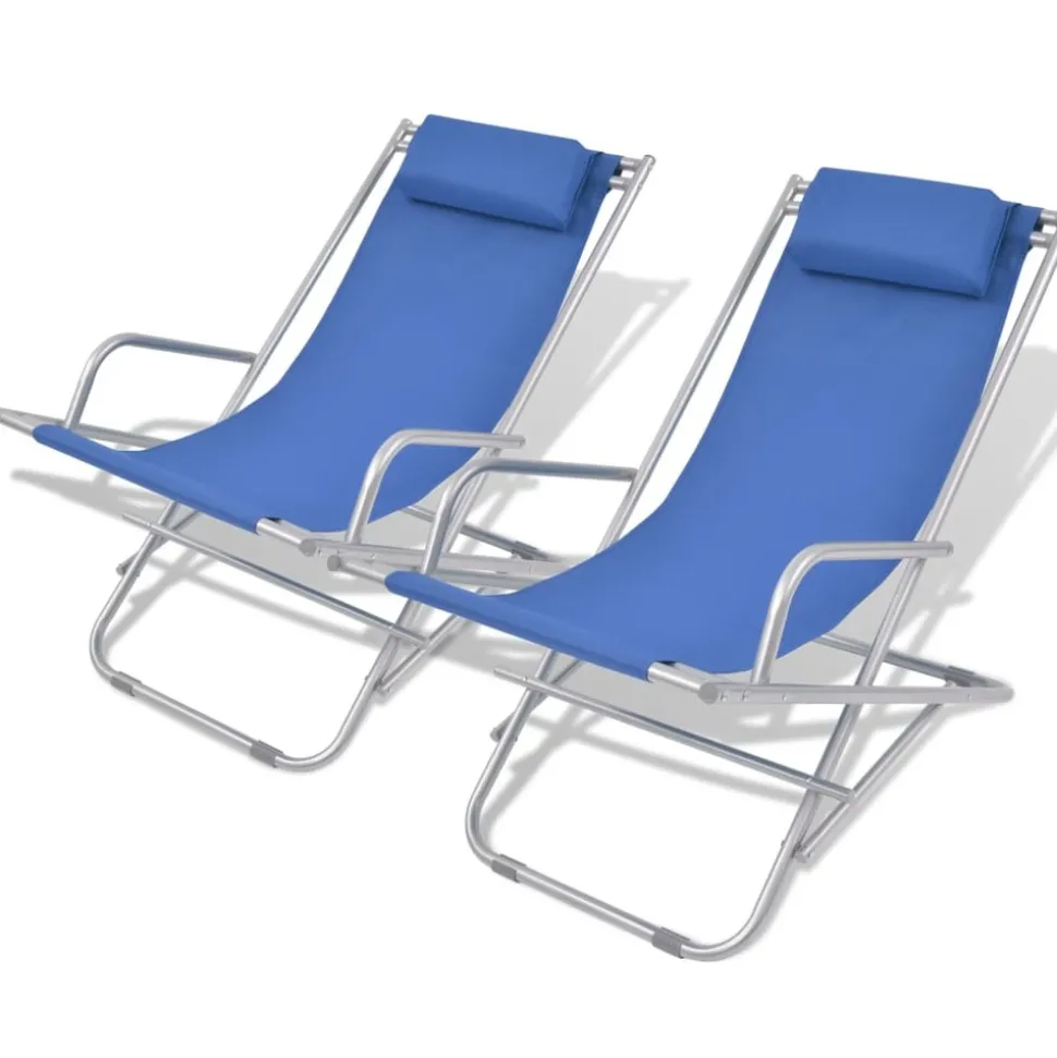 MAISON EXCLUSIVE - Chaises inclinables de terrasse lot de 2 acier bleu