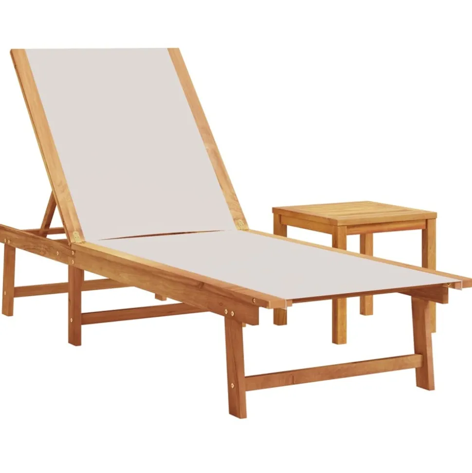 MAISON EXCLUSIVE - Chaises longues lot de 2 table gris bois d'acacia et textilène