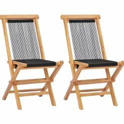 MAISON EXCLUSIVE - Chaises pliables de jardin lot de 2 bois teck solide et corde