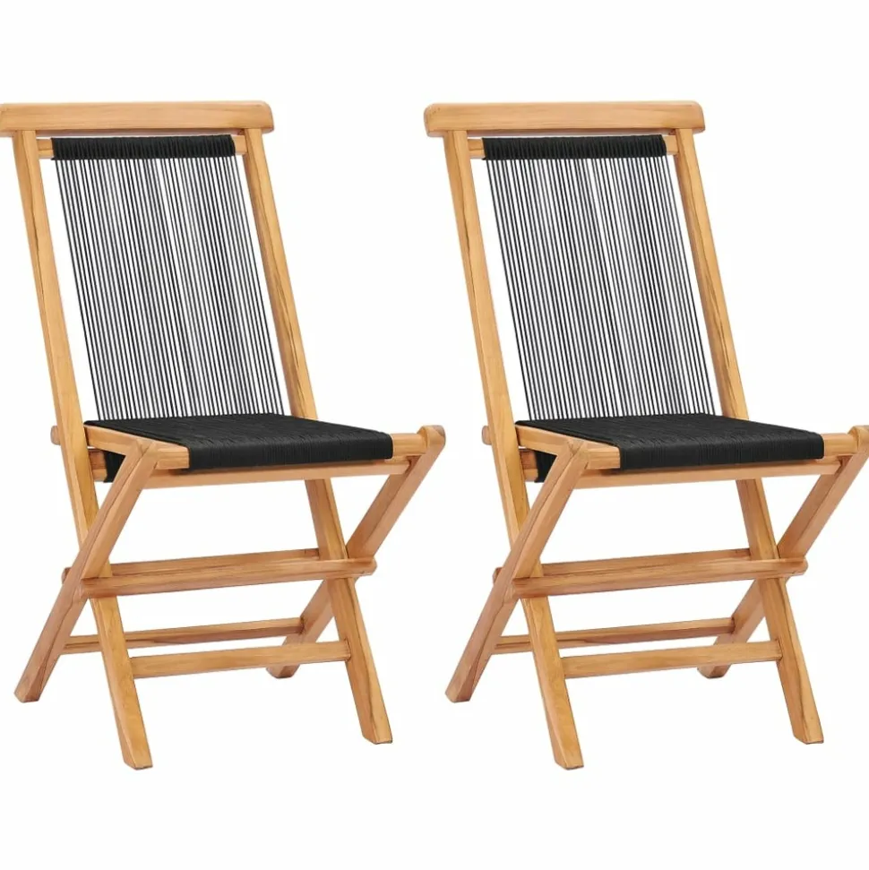 MAISON EXCLUSIVE - Chaises pliables de jardin lot de 2 bois teck solide et corde