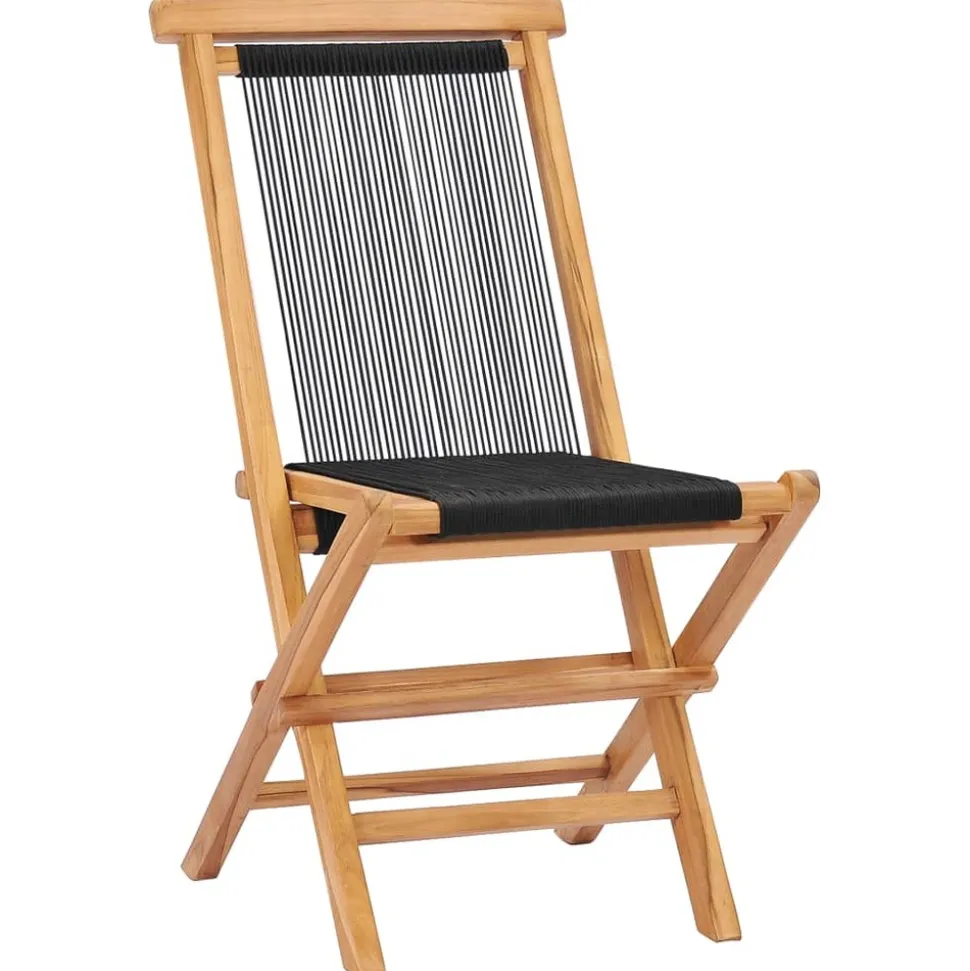 MAISON EXCLUSIVE - Chaises pliables de jardin lot de 2 bois teck solide et corde