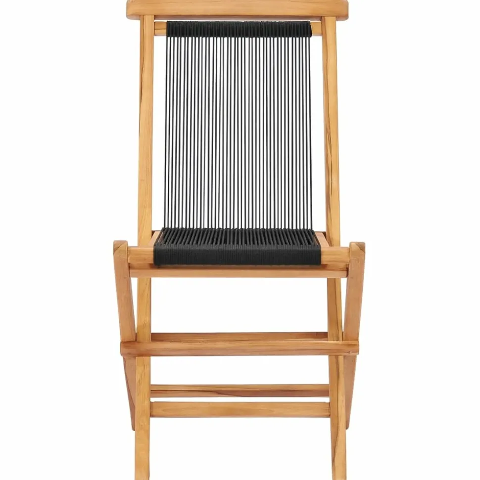 MAISON EXCLUSIVE - Chaises pliables de jardin lot de 2 bois teck solide et corde
