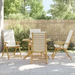MAISON EXCLUSIVE - Chaises inclinables de jardin pliantes lot de 4 coussins bambou