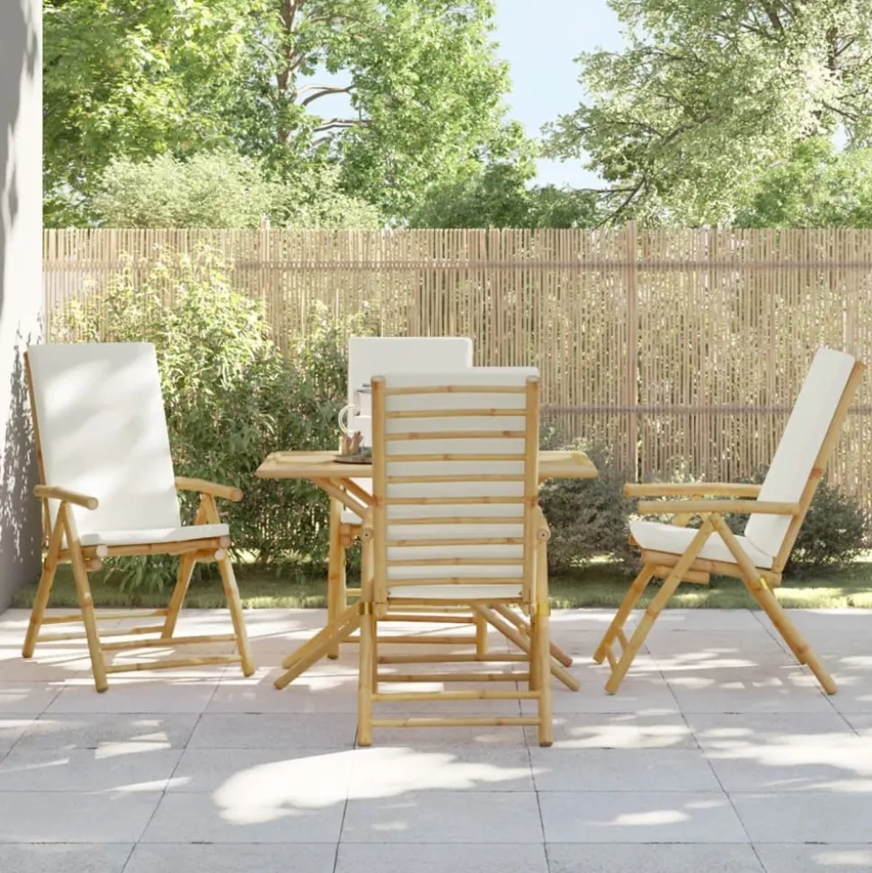MAISON EXCLUSIVE - Chaises inclinables de jardin pliantes lot de 4 coussins bambou
