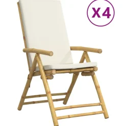 MAISON EXCLUSIVE - Chaises inclinables de jardin pliantes lot de 4 coussins bambou