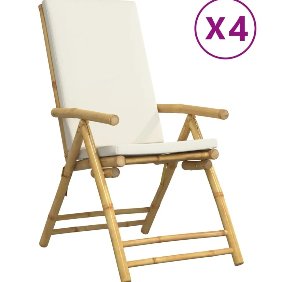 MAISON EXCLUSIVE - Chaises inclinables de jardin pliantes lot de 4 coussins bambou