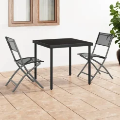 MAISON EXCLUSIVE - Chaises d'extérieur pliables lot de 2 noir acier et textilène