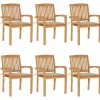 MAISON EXCLUSIVE - Chaises de jardin empilables avec coussins lot de 6 teck solide