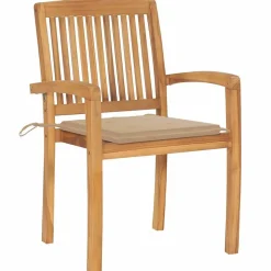 MAISON EXCLUSIVE - Chaises de jardin empilables avec coussins lot de 6 teck solide