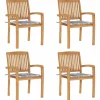 MAISON EXCLUSIVE - Chaises de jardin empilables avec coussins lot de 4 teck solide
