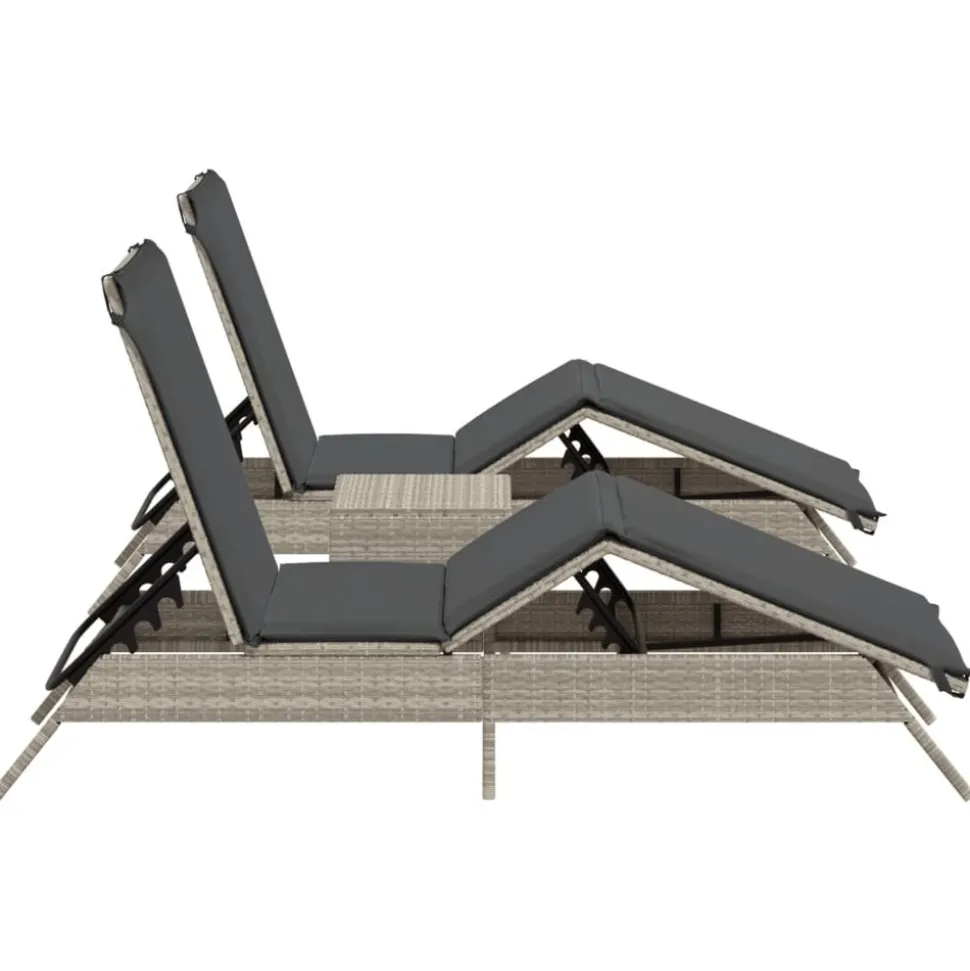 MAISON EXCLUSIVE - Chaises longues lot de 2 avec table gris clair résine tressée