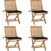 MAISON EXCLUSIVE - Chaises pliables de jardin avec coussins lot de 4 teck solide