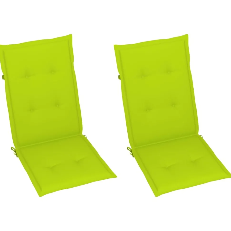 MAISON EXCLUSIVE - Chaises de jardin lot de 2 et coussins vert vif teck massif
