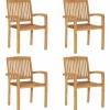 MAISON EXCLUSIVE - Chaises de jardin empilables lot de 4 bois de teck solide